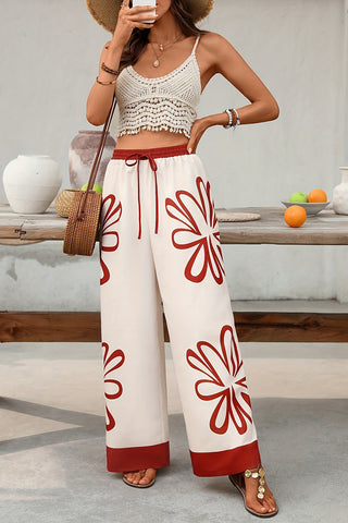 Wide-Leg Printed Casual Pants