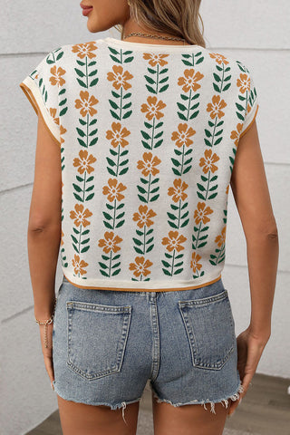 Sleeveless Floral Crop Top