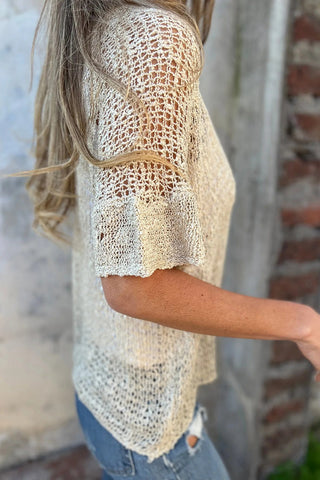 Button-Front Short Sleeve Cardigan