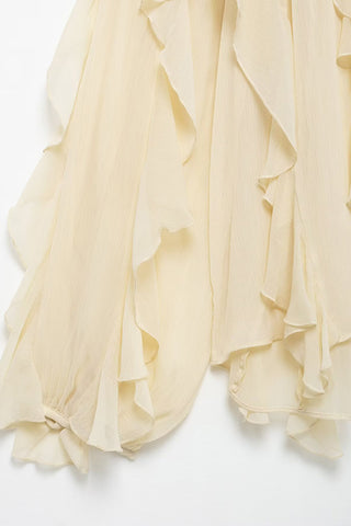 Ruffle-Detail Blouse with Button Closure