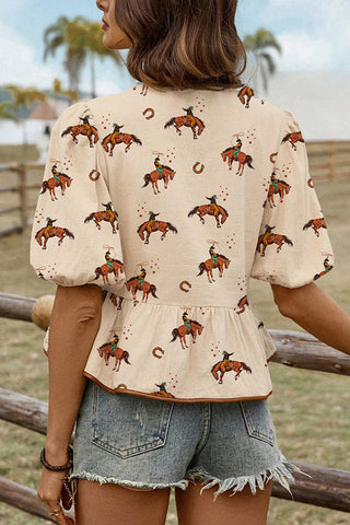 Equestrian Tie-Front Blouse