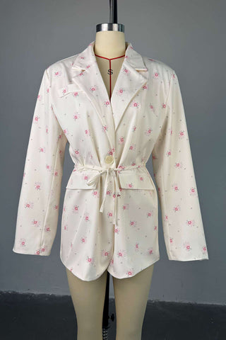 Floral Belted Blazer Jacket