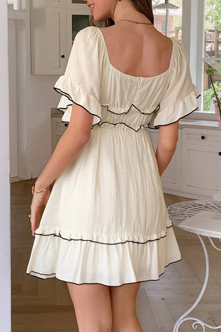 Square Neck Ruffle Mini Dress