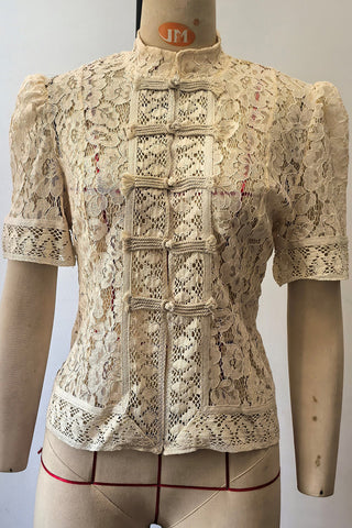 Lace Tie-Front Blouse