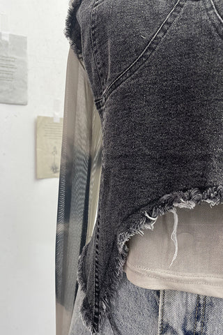 Asymmetric Denim Overlay Top