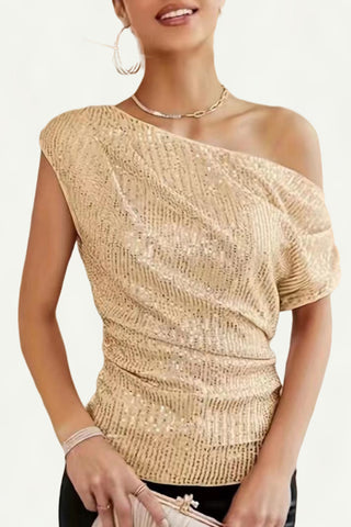 One-Shoulder Sequin Tank Top