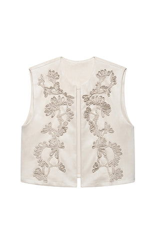 Patterned Open-Front Vest