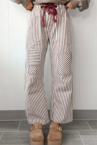 Striped Drawstring Casual Pants