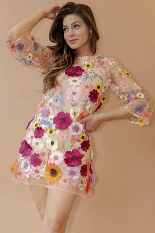 Floral Embroidered Casual Dress