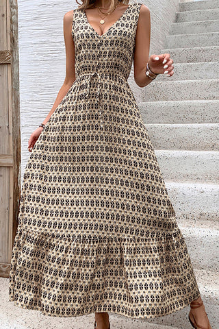 Patterned Sleeveless Maxi Dress