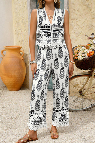 Boho Chic Wide-Leg Pants Set