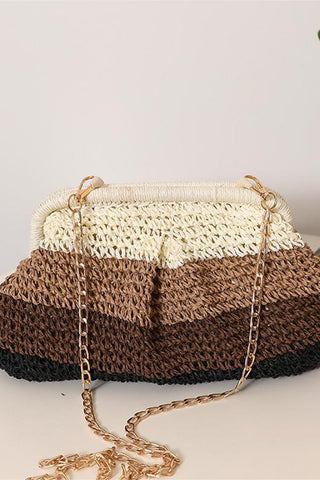 Stylish Chain-Strap Woven Handbag
