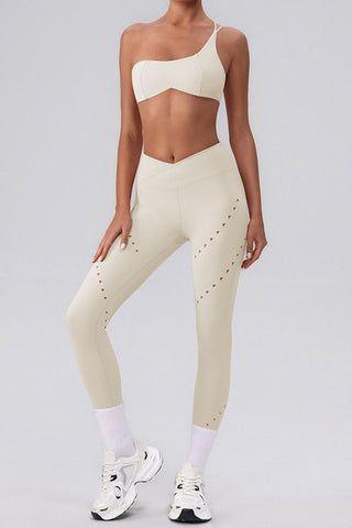 High-Waisted Perforated Casual Leggings
