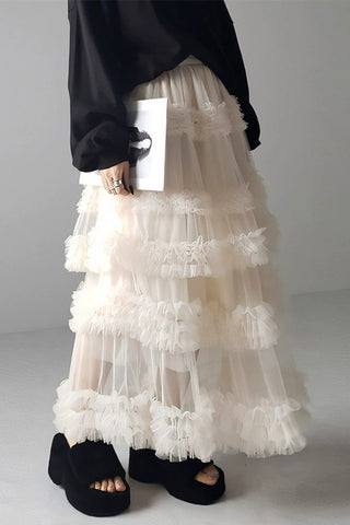 Layered Ruffle Maxi Skirt