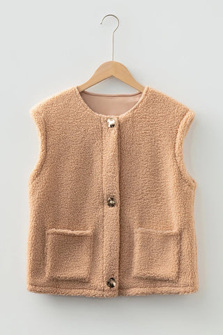 Button Accent Pocket Detail Vest