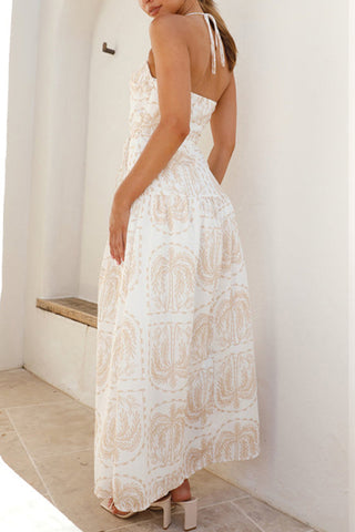 Halter-Neck Printed Maxi Dress