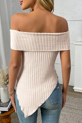 Off-Shoulder Ribbed T-Shirt