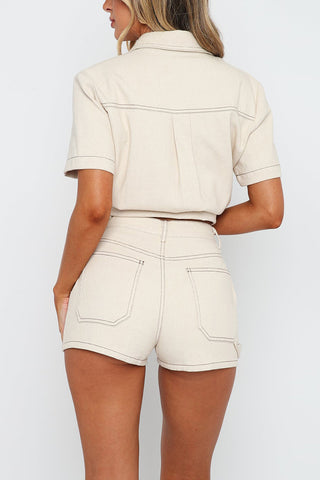 Button-Front Short Set