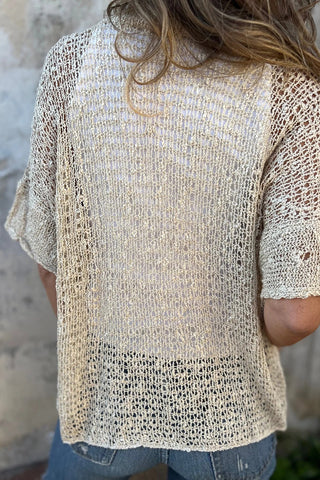 Button-Front Short Sleeve Cardigan