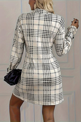 Button-Front Checkered Dress