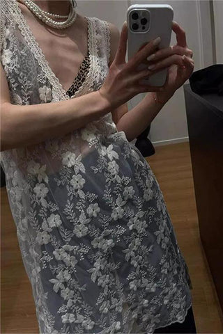 Lace Overlay Casual Dress