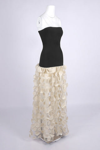 Strapless Evening Gown with Textured Skirt