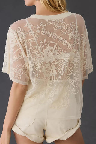 Floral Lace Sheer T-Shirt