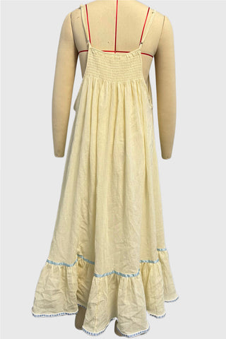 Ruffle Hem Embroidered Maxi Dress