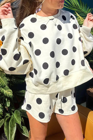 Polka Dot Drawstring Shorts Set