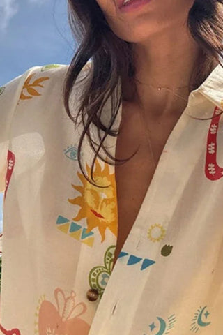 Playful Patterned Casual Shorts Set