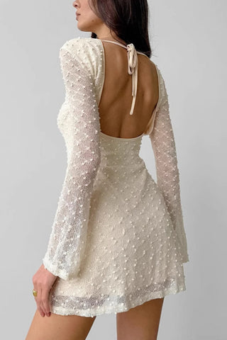 Textured Long Sleeve Mini Dress