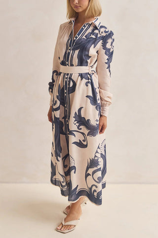 Floral Button-Down Shirt Dress