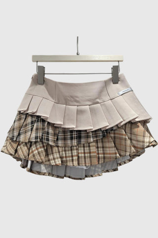 Layered Pleated Mini Skirt