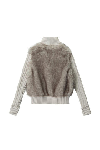 Cable Knit Faux Fur Jacket