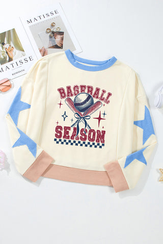 Star Patched Top with Baseball Graphic