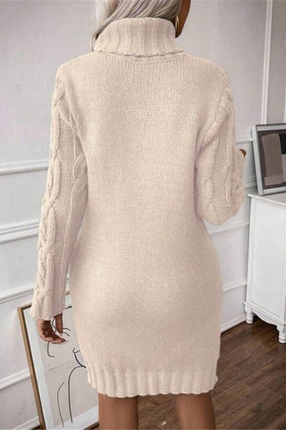 Cozy Cable Knit Turtleneck Dress