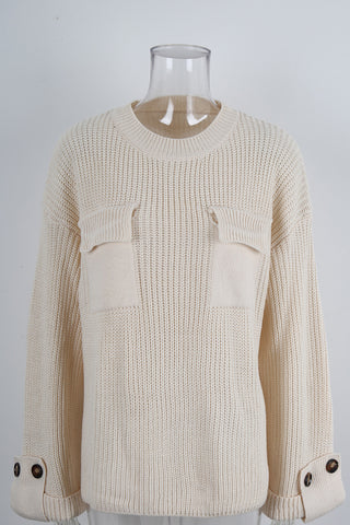 Chic Button-Sleeve Knit Sweater