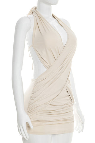 Draped Halter Casual Dress