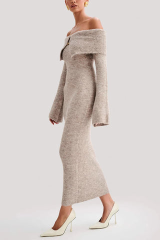 Off-Shoulder Ribbed Casual Dress