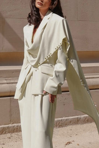Draped Accent Blazer with Embellishments