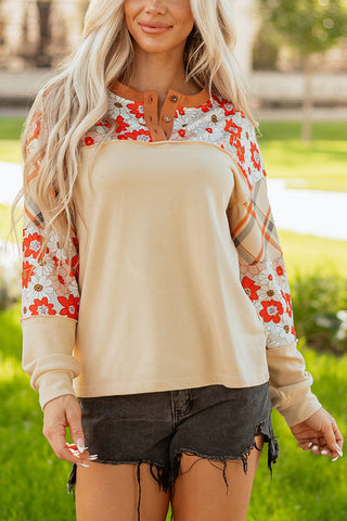 Floral Patchwork Long Sleeve Blouse
