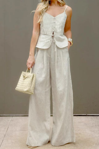 Stylish Wide-Leg Pants Set with Corset Top