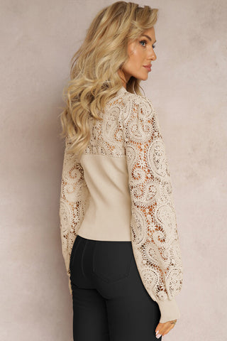 Lace Sleeve Knit Top