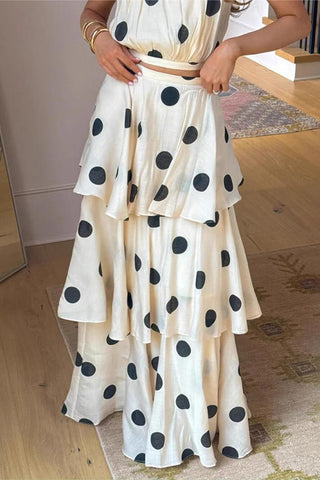 Halter Neck Polka Dot Skirt Set