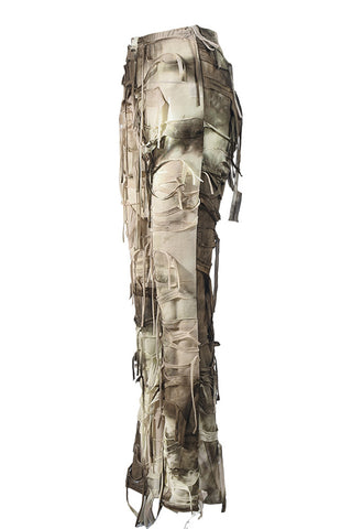 Distressed Fringe Casual Pants