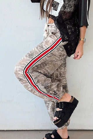 Drawstring Casual Camouflage Pants