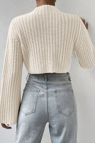 Cropped Knit Sweater with Flared Sleeves