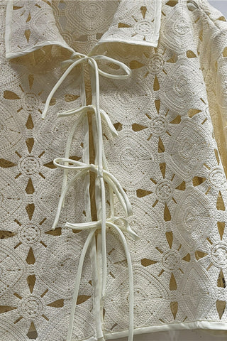 Lace-Up Crochet Shacket