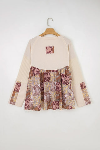 Paisley Patchwork Loose Long Sleeve Top