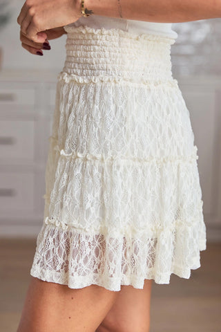 Tiered Lace Smocked Waist Mini Skirt